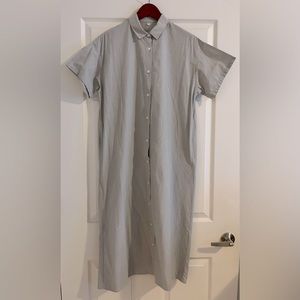 MUJI Cotton Short Sleeve Shirt Dress Light Gray